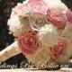 Mauve Dusty Rose Sola Bouquet,  Sola Bouquet, Burlap and Lace, Alternative Bouquet Rustic Shabby Chic , Bridal Accessories,Keepsake Bouquet