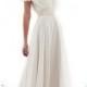 A-line Lace-up Simple Short Sleeves Vintage Wedding Dress