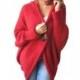WINTER SALE NEW! Plus Size Over Size Red Wool Overcoat - Poncho - Cardigan