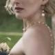 Crystal and pearl bridal earrings, long pearl wedding earrings, pearl statement earrings, pearl and crystal earrings - Alicia