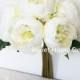 JennysFloweShop 11'' Silk Peony Artificial Flower Bouquet Wedding/Home Decorations (10 Stems/7 Flower Heads) White/Green
