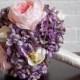 Lavender Hydrangea and Pink Peony Wedding Bouquet - Silk Bridal Bouquet