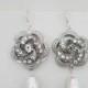 Crystal and Pearl Earrings Swarovski Wedding Jewelry Drop Pearl Bridal Earrings Vintage Style Bridesmaid Earrings Jody Rose Flower Sterling - $30.00 USD