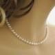 Crystal and Pearl Necklace Swarovski Bridal Jewelry Wedding Pearl Necklace Classic Pearl Necklace Crystal Brides Maid Jewelry One strand - $37.00 USD