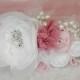 Bridal hair accessory, wedding hair accessory, bridal hair flower, wedding hair clip, bridesmaid hair clip in white and peach