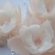 Cream Ivory Peach fabric flower in handmade, Bridal hair shoe clip, Brooch, Dress accessory, Bridesmaids, Orchid flower, Flower girl, Set 3