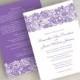 Lavender, lace wedding invitations, purple lace wedding invitation, lilac stationery, lace wedding invite, lace wedding invites, Jessica
