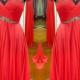 red prom dress,long Prom Dress,beading prom dress,chiffon evening dress,charming evening dress,BD2960