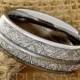 Meteorite Inlay Ring Meteorite Tungsten Wedding Ring Mens Women's Wedding Ring Promise Anniversary Engagement Ring Dome Matching Ring Set