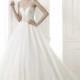 Honorable A-line Bateau Straps Crystal Detailing Sweep/Brush Train Tulle Wedding Dresses - Dressesular.com
