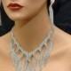 Bridal Crystal Necklace, Statement Jewelry Set, Wedding Necklace Set, Chunky Necklace, Prom Bib Necklace, Silver Evening Jewelry - $63.00 USD