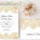 Gold lace wedding invitation and rsvp card printed 