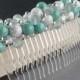 Aqua Stardust Hair Comb - Turquoise Pearl and Crystal Head Piece - Mint Green Bridal Party Gifts - Robins Egg Blue Bridesmaid Accessories