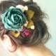 Flower hair clip, flower headpiece, wedding hairpiece, fascinator, bridal head piece, rustic headpiece, bridal hair clip, rose hair clip