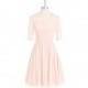 Pearl_pink Azazie Hattie - Knee Length Back Zip Boatneck Chiffon And Lace Dress - Cheap Gorgeous Bridesmaids Store