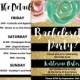 Gold and Black Bachelorette Party Invitation with Itinerary Template: A Printable Glitter Weekend Invite, Instant Download Editable PDF K004