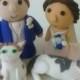 custom made wedding cake topper with pets - dog and cat