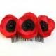 Poppy hair comb Flower hair comb Red hair comb Hair accessory Red Bridal Red hair comb Bridesmaids hair comb Shabby Chic Flower comb Poppies