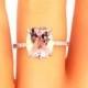 14K White Gold Diamond and Oval Shape Morganite Engagement Ring Anniversary Ring Promise Ring Stackable Ring Antique Yellow Gold Rose Gold
