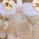 Wedding Toasting Glasses Personalized Rustic Wedding Mr MRs Flutes Champagne Glasses