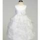 White Flower Girl Dress - Matte Satin Bodice w/ Gathers Style: D2150 - Charming Wedding Party Dresses