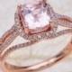 14K Solid Rose Gold Engagement Ring Center Is A 8x8 Cushion