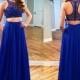 royal blue prom Dress,charming Prom Dress,two pieces prom dress,long prom dress,prom dress for girls,BD28768