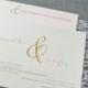Blush Pink Invitation, Gold Wedding Invitation - Ampersand Wedding Invite, Simple Invitation, Shimmery Invitation- Martha and Eric