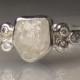 White Raw Diamond Engagement Ring, Raw Diamond Cluster Ring, Rough Uncut Conflict Free Diamond