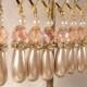Gold Blush Bridesmaid Earrings, Vintage Pink Crystal, Champagne Pearl & Rhinestone Bridal Dangle Earrings, Dusty Pink Bridesmaids Gifts