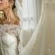Pearl encrusted long sleeve wedding dress