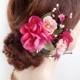 flower hair clip, pink hair flower, floral headpiece, floral hair comb, bridal hair piece, floral hair clip, fuchsia, bridal hair clip