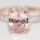 Peach Champagne Sapphire Ring 14k Rose Gold Diamond Engagement Ring 1.8ct Cushion Ice Peach Sapphire