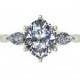 Vintage Pear Cut Moissanite Engagement Ring in 9 Carat White Gold