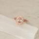 Peach Sapphire Rose Gold Vintage Style Engagement Ring in Diamond Halo Wedding Ring
