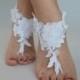 White lace barefoot sandals wedding barefoot , wedding lace sandals Beach wedding barefoot sandals , White barefoot sandals, Bohemian style - $29.90 USD