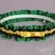 Jamaican Flag Wedding Garter in Yellow, Green and Black Satin with Tailored Bow