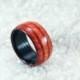 Size 10.25 - Wood Ring - Bloodwood, Red German Glass 