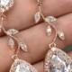 Rose gold Crystal Bridal earrings Wedding jewelry set Wedding Bridal jewelry chandelier dangle Drop Earring bridal necklace bracelet