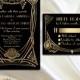 Great Gatsby Style Art Deco  Wedding Invitation Suite with RSVP Card - Art Deco Theme, 1920's, 20's Style - Digital File, DIY