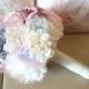 Shabby Chic Fabric Flower Bouquet- Blush Pink, White,  Ivory and Grey Fabric Flower Bouquet