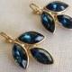 Gold OR Silver Swarovski navy blue rhinestone leaf earrings, something blue, rustic wedding, dark blue, Fall, Autumn, Wedding, gifts for her