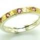 Pink tourmalines ring set in hammered silver & gold