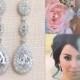 Crystal Bridal Earrings, Rose Gold Wedding Earrings, Long Dangle, Yellow Gold, Swarovski, Bridal Jewelry, Christine Vintage Earrings