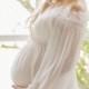 Angelic Tenderness #10041 - peignoir with  Chantilly lace (bride lingerie, pregnant lingerie, erotic lingerie, lace, wedding)