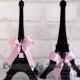 10 inch Black Eiffel Tower Cake Topper, Black and Pink Paris Topper, Paris Themed Party Decor, 1 Tower Included