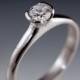 Tulip Diamond Engagement Ring, Half Bezel 4mm Round Quarter Carat Diamond Ring in Palladium, Yellow Gold, White Gold or Platinum