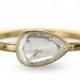 Clear Rose Cut Diamond 14k Yellow Gold Ring