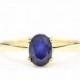 Handmade sapphire solitaire ring in 18 carat yellow gold for her