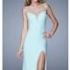 Beaded Slit Gown by La Femme 21020 - Bonny Evening Dresses Online 